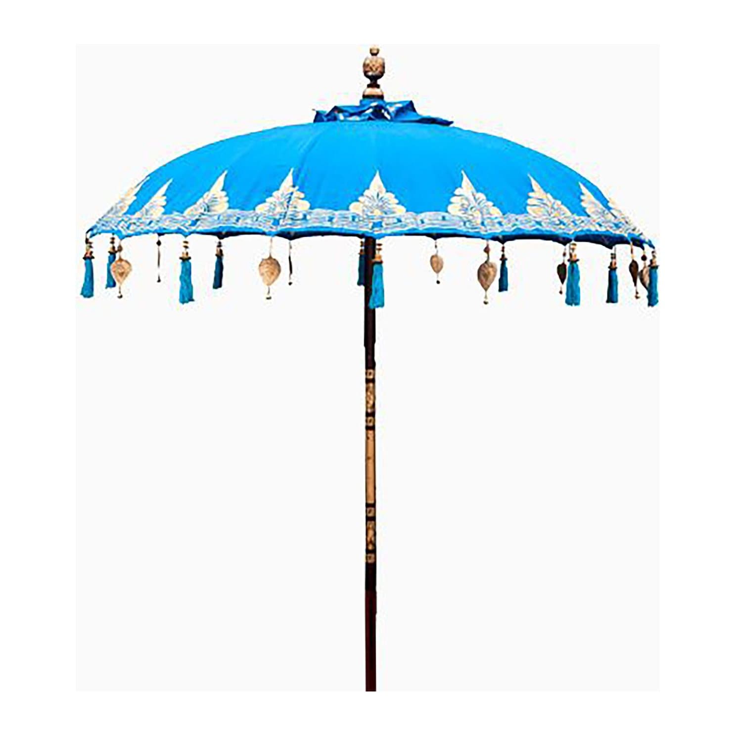 Bali 2 m cotton patio parasol with a patterned canopy in turquoise or orange