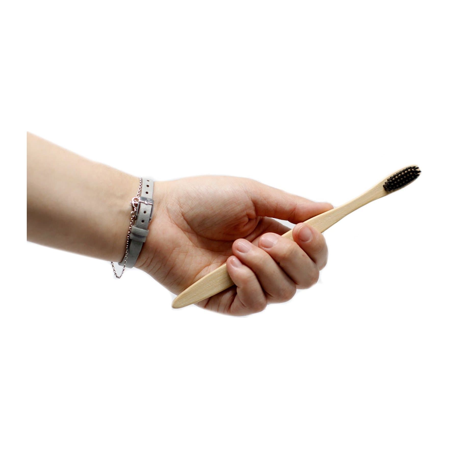Pack of three charcoal bamboo toothbrushes