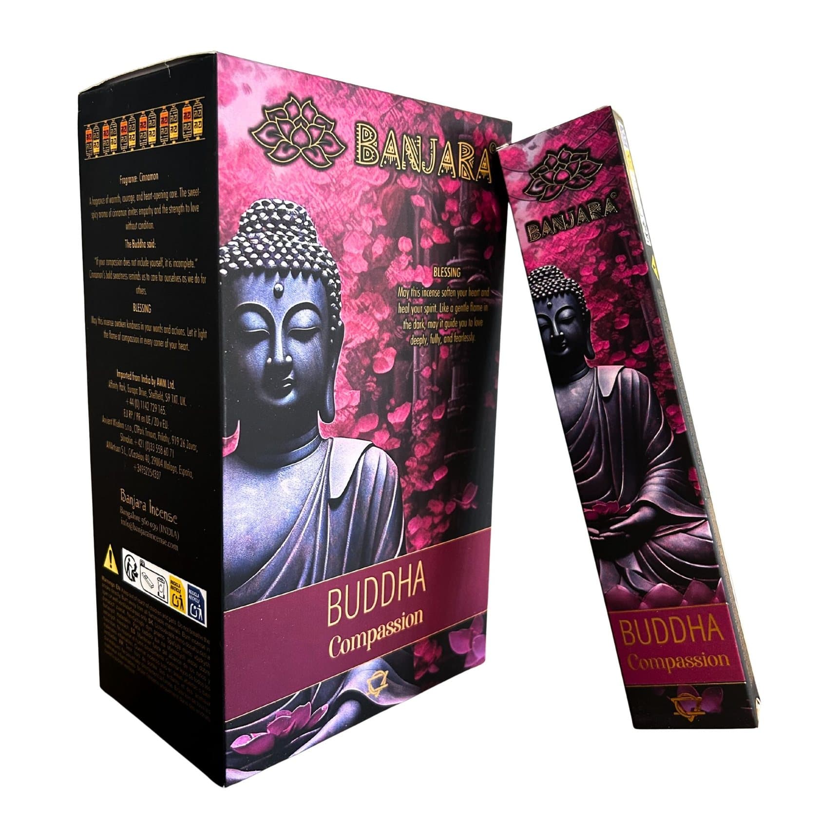 Pack of 2 Banjara Buddha Compassion incense packs with serene Buddha artwork