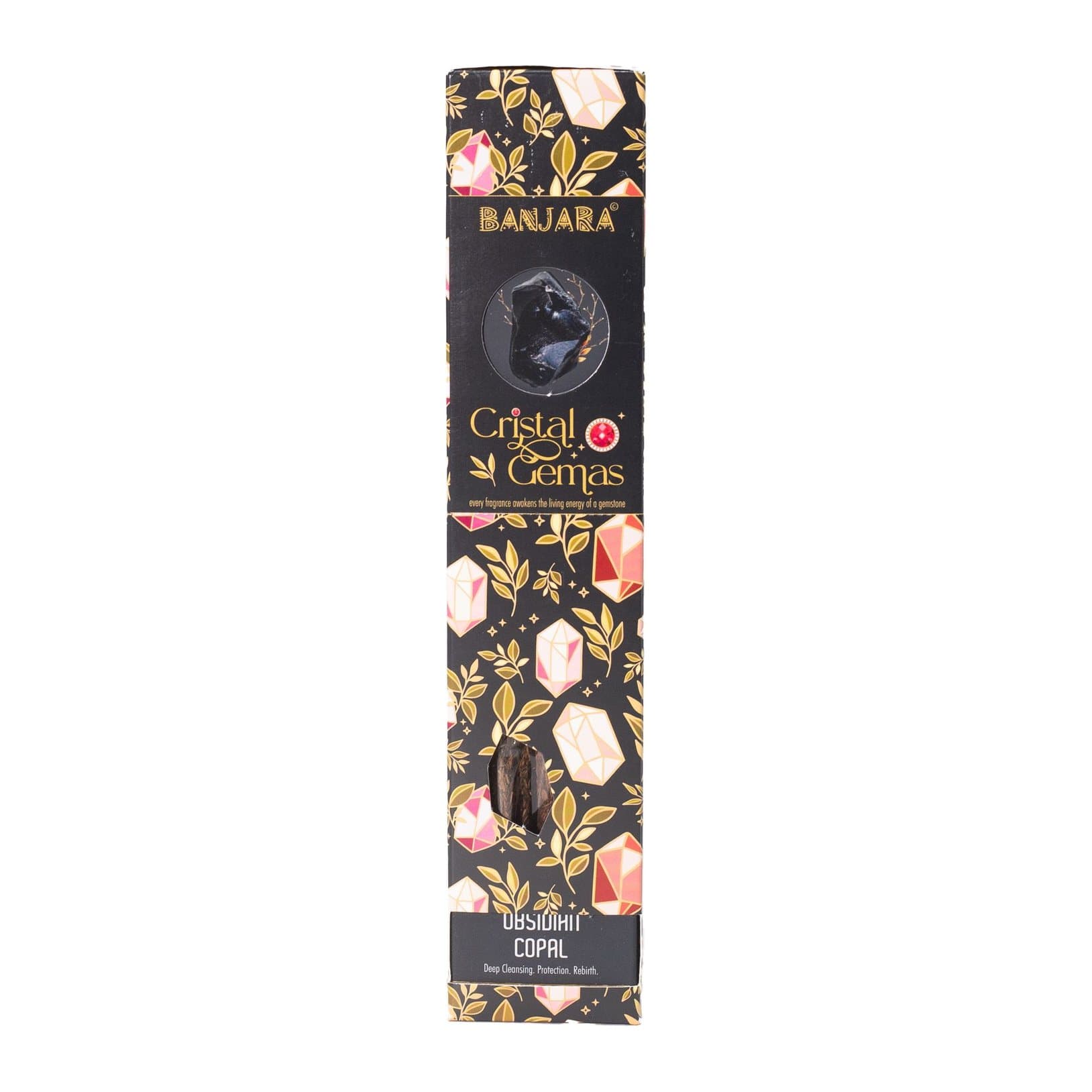 Banjara Copal incense sticks with obsidian chip stones, pack of 3