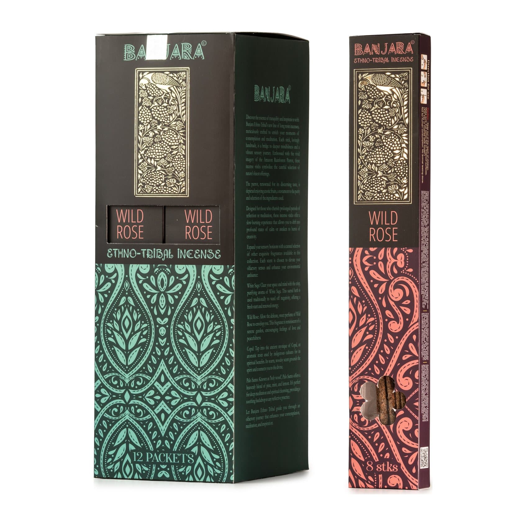 Extra long Wild Rose smudge incense sticks, pack of 2
