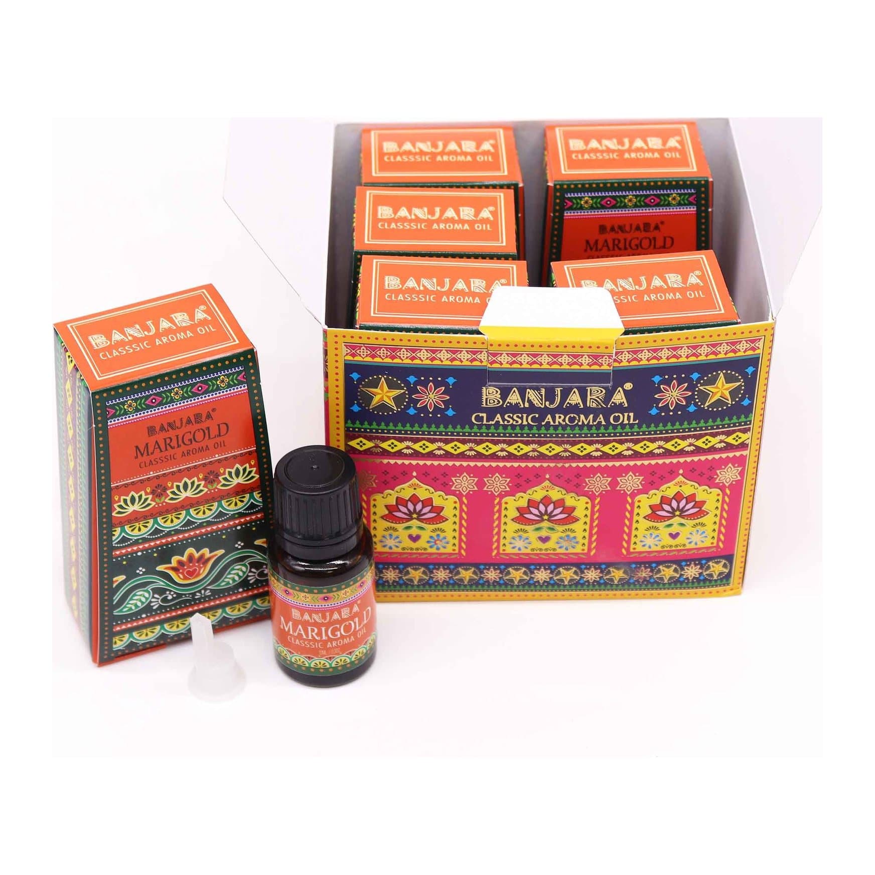 Pack of 3 Banjara Marigold fragrance oil bottles, 10 ml each