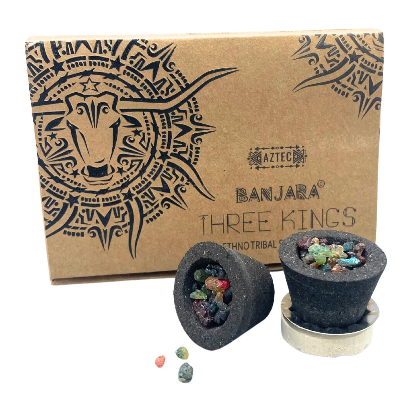 Banjara Three Kings resin smudge cups, pack of 2