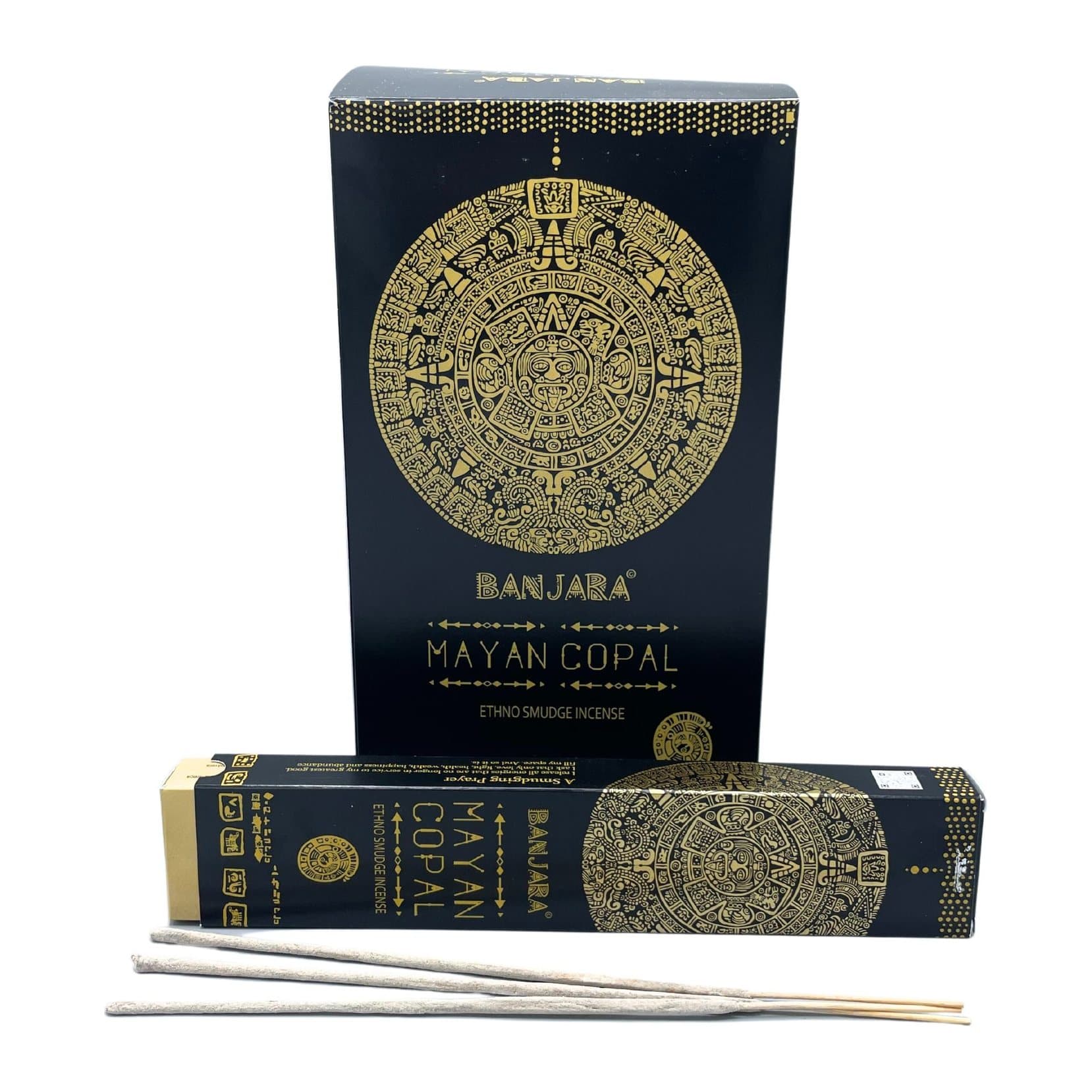 Two packs of Banjara smudge incense with tribal-inspired packaging artwork