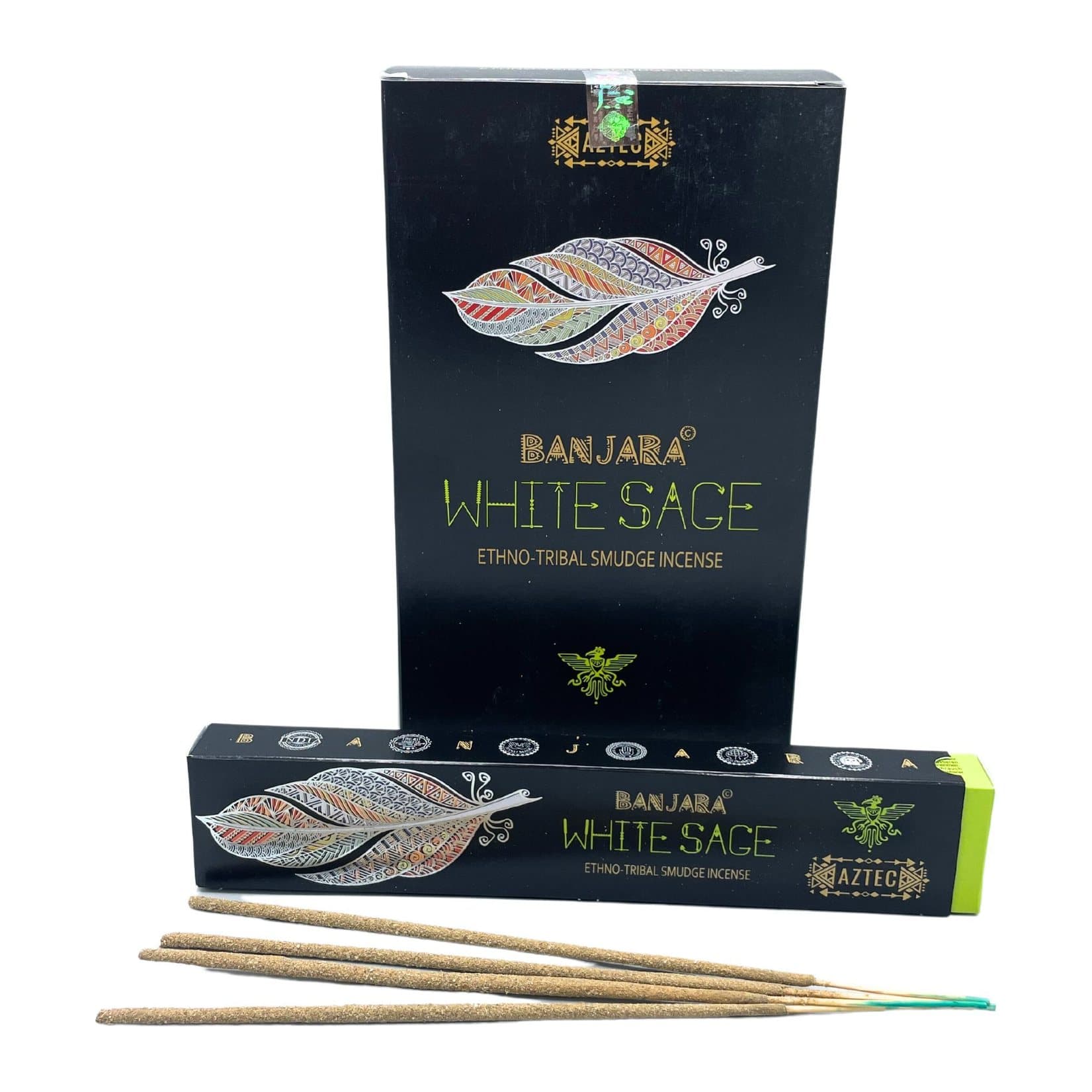 Banjara tribal smudge incense pack of white sage sticks with tribal-inspired artwork