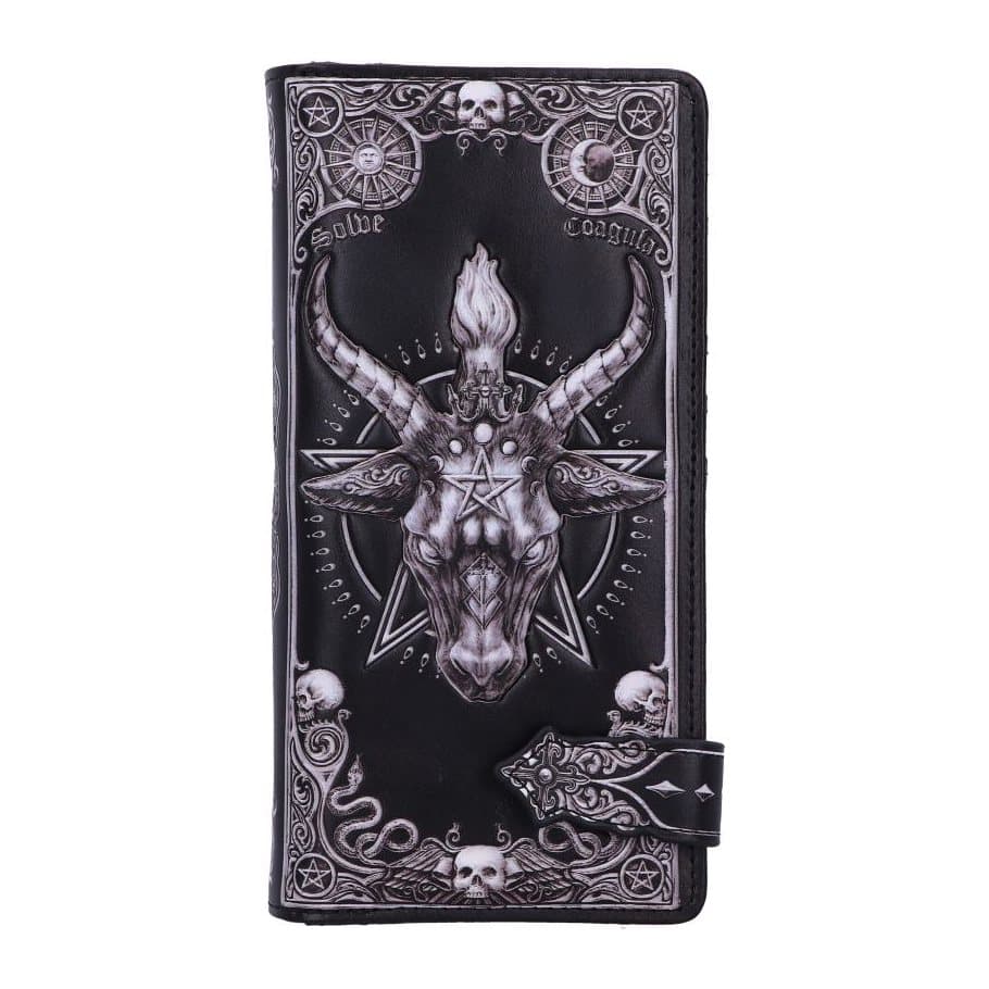 Gothic purse embossed with a triple-horned Baphomet goat head