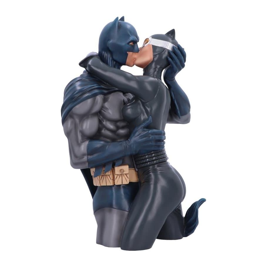 Batman and Catwoman resin bust, embracing in a kiss