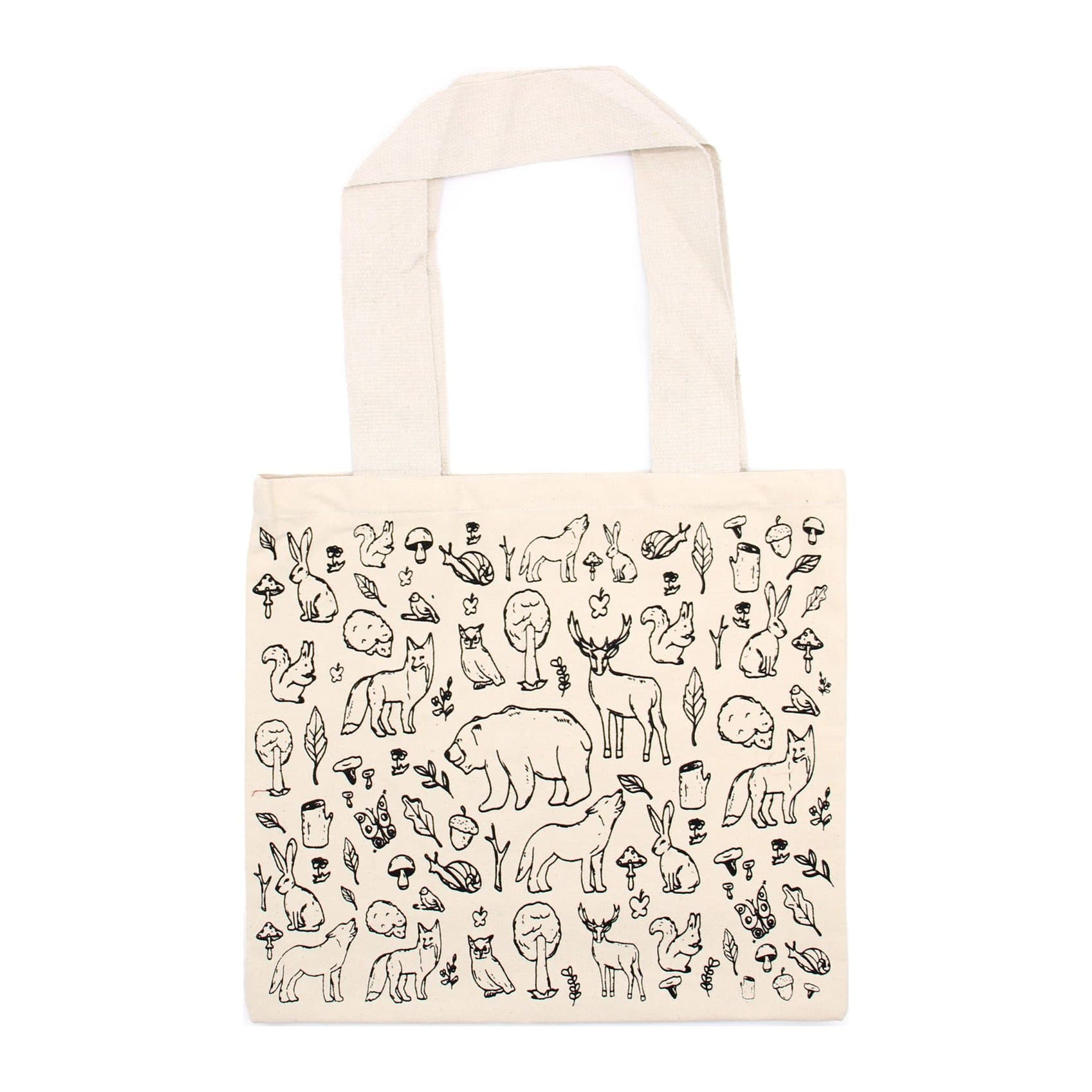 Big cotton shopping bag in the Forest Life design, 38 x 42 cm