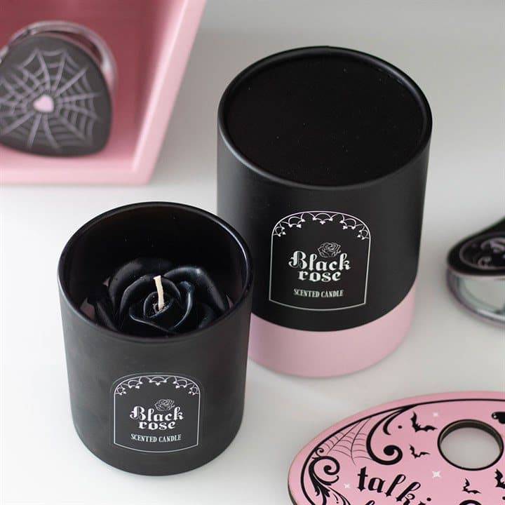Black rose shaped candle with 3D rose detailing