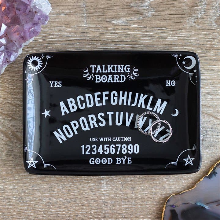 Black and white trinket dish inspired by talking board designs