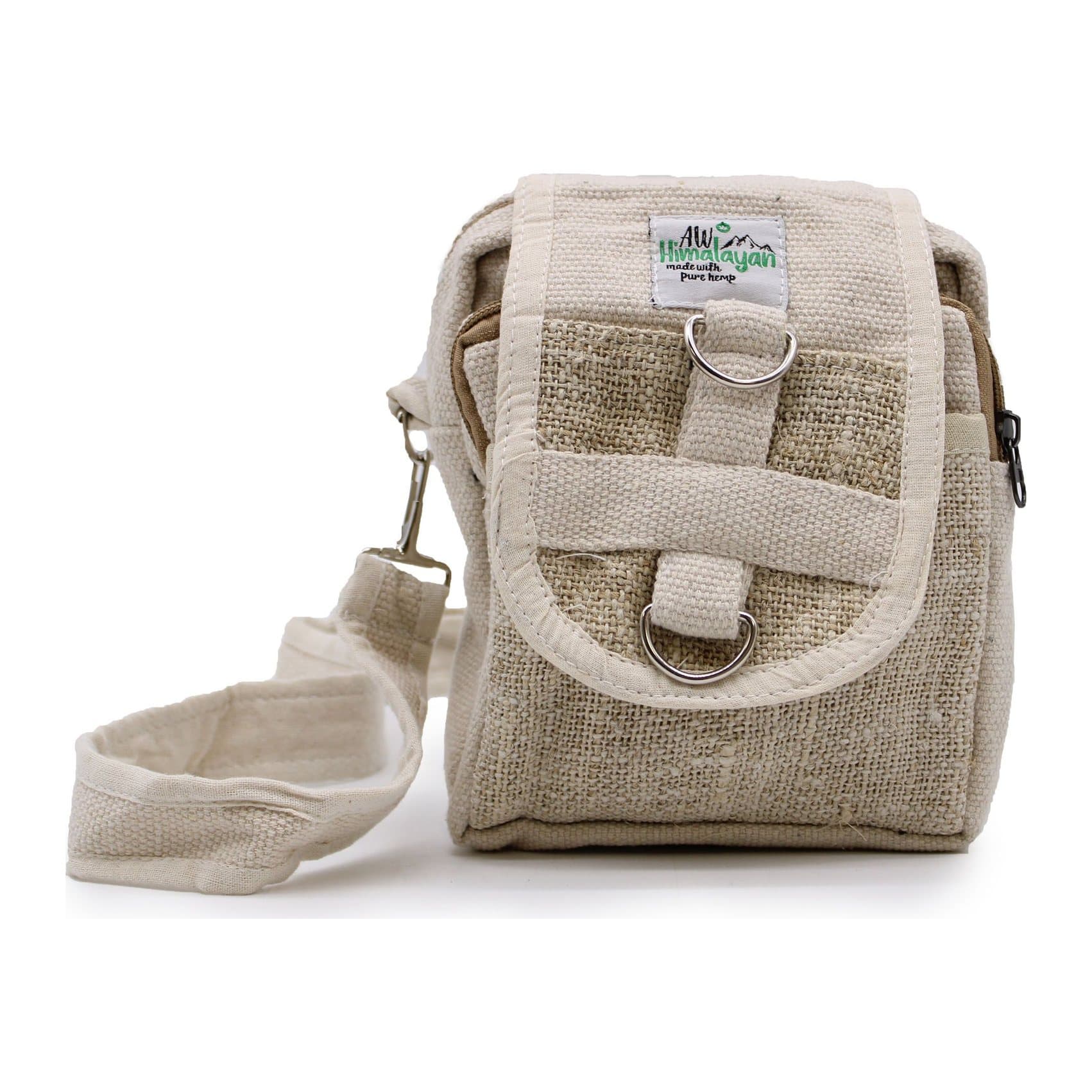 Natural hemp and cotton body-cross travel bag