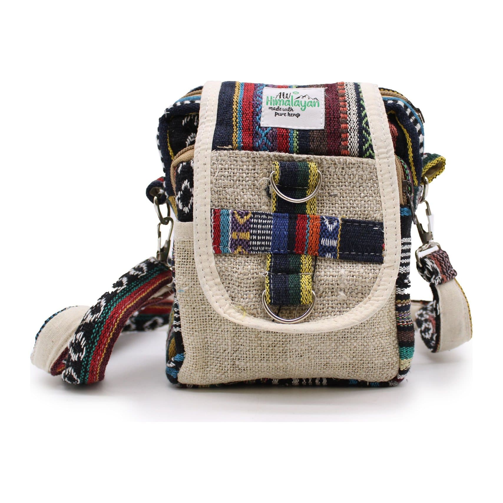 Natural hemp and cotton body-cross travel bag