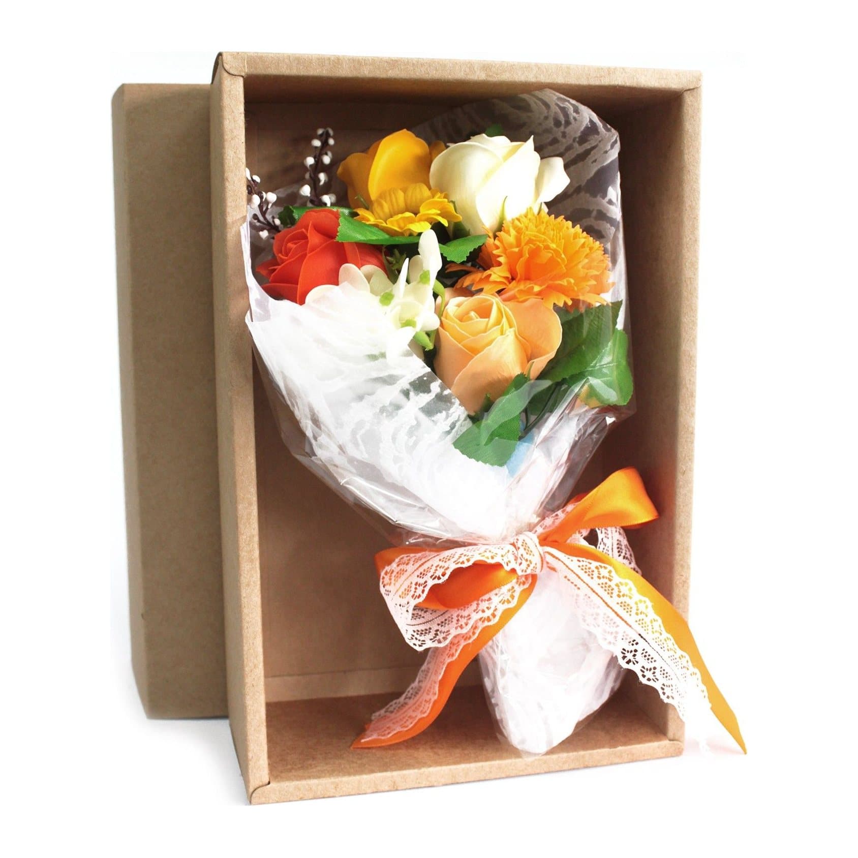Boxed hand soap flower bouquet in a choice of colours