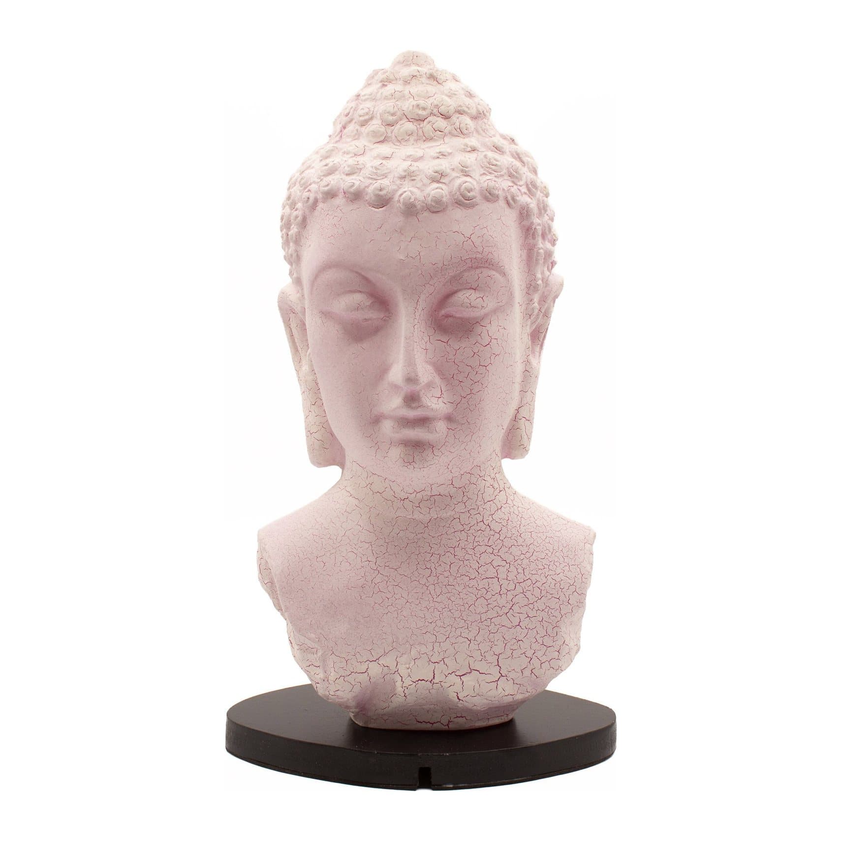 Buddha bust lamp in cherry crackle finish on an oval base