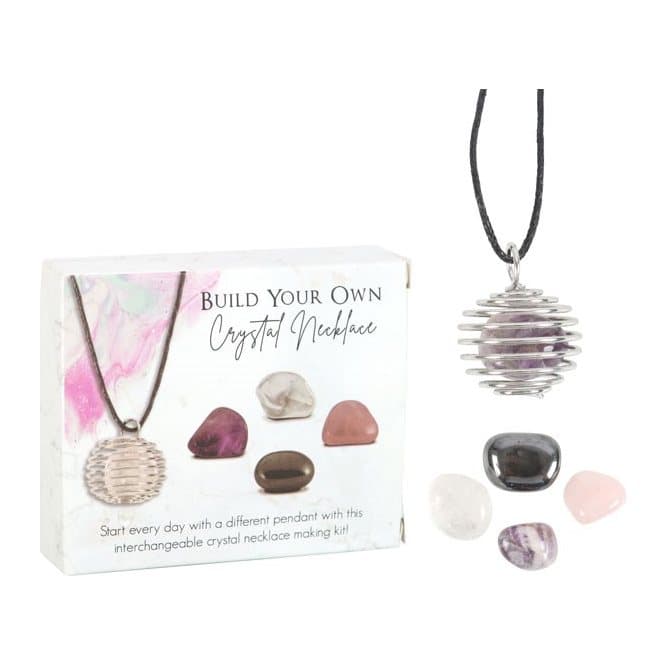 Spiral cage necklace with four crystal tumblestones