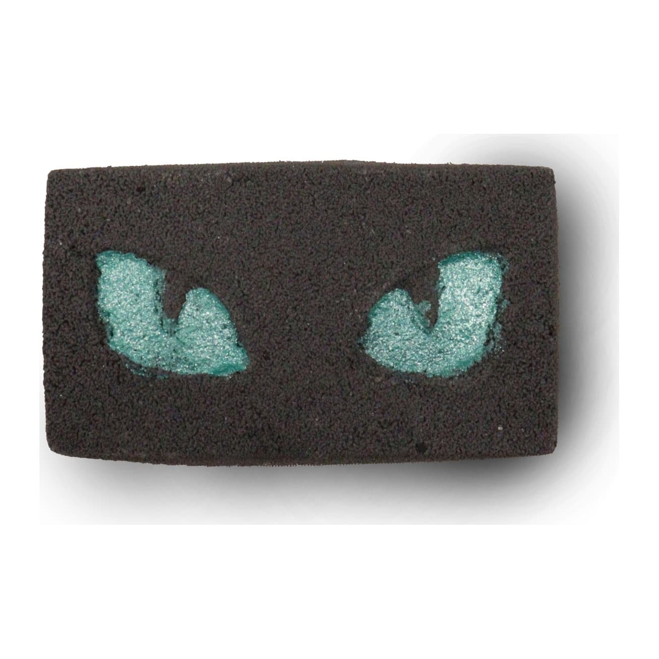 Three Halloween bath bombs with a cat eyes design