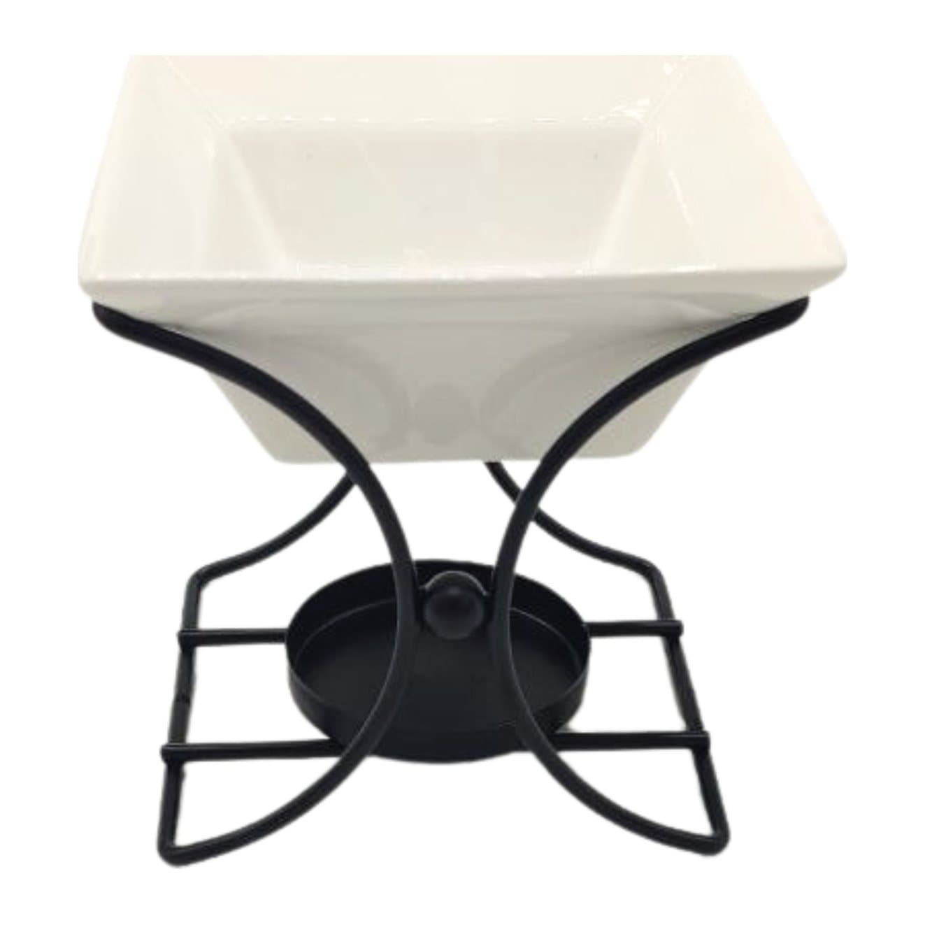 Square ceramic and metal oil burner stand