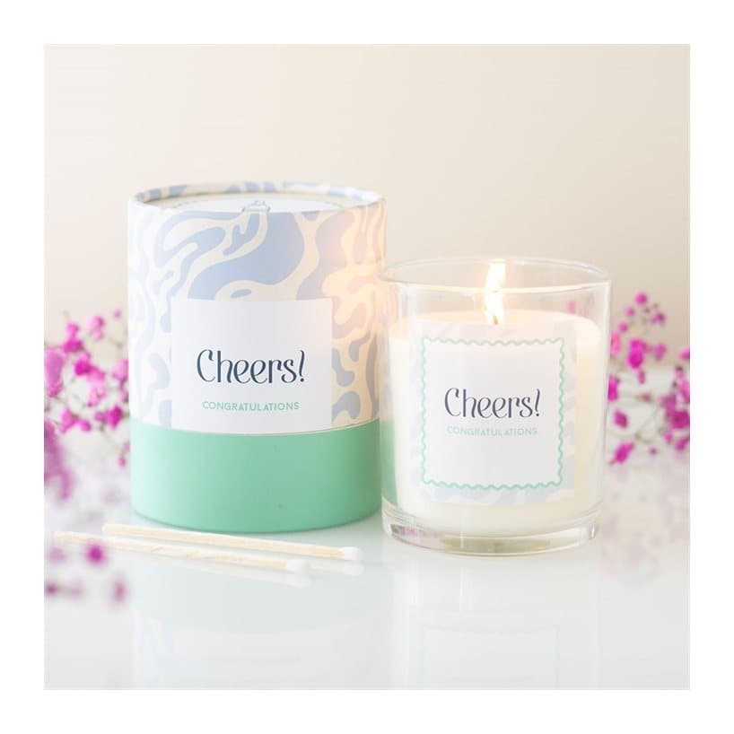 Champagne Fizz congratulations candle with its colour cardboard box