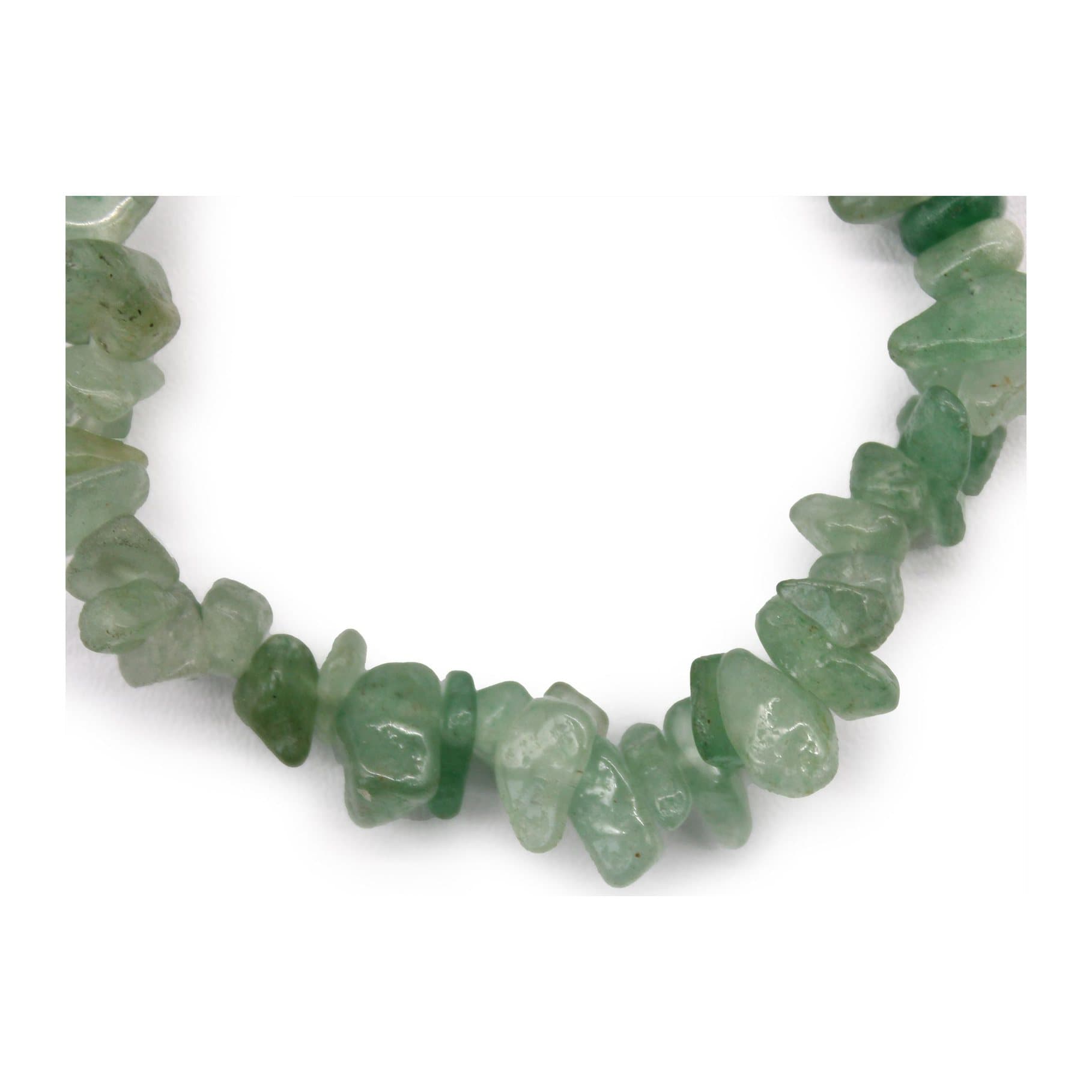Three aventurine green chip stone bracelets on elastic