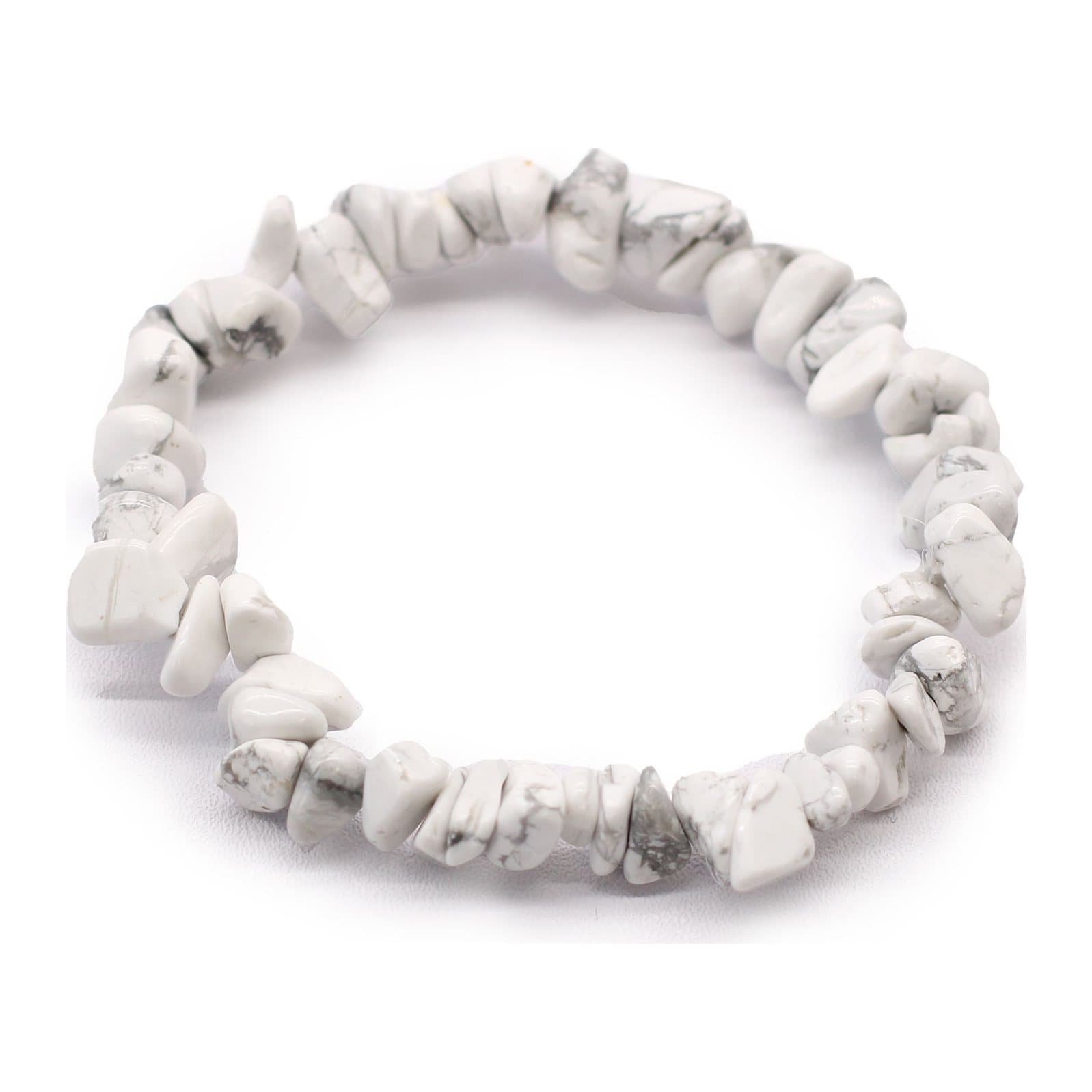 Pack of three chip stone bracelets in white or green jasper gemstone chips