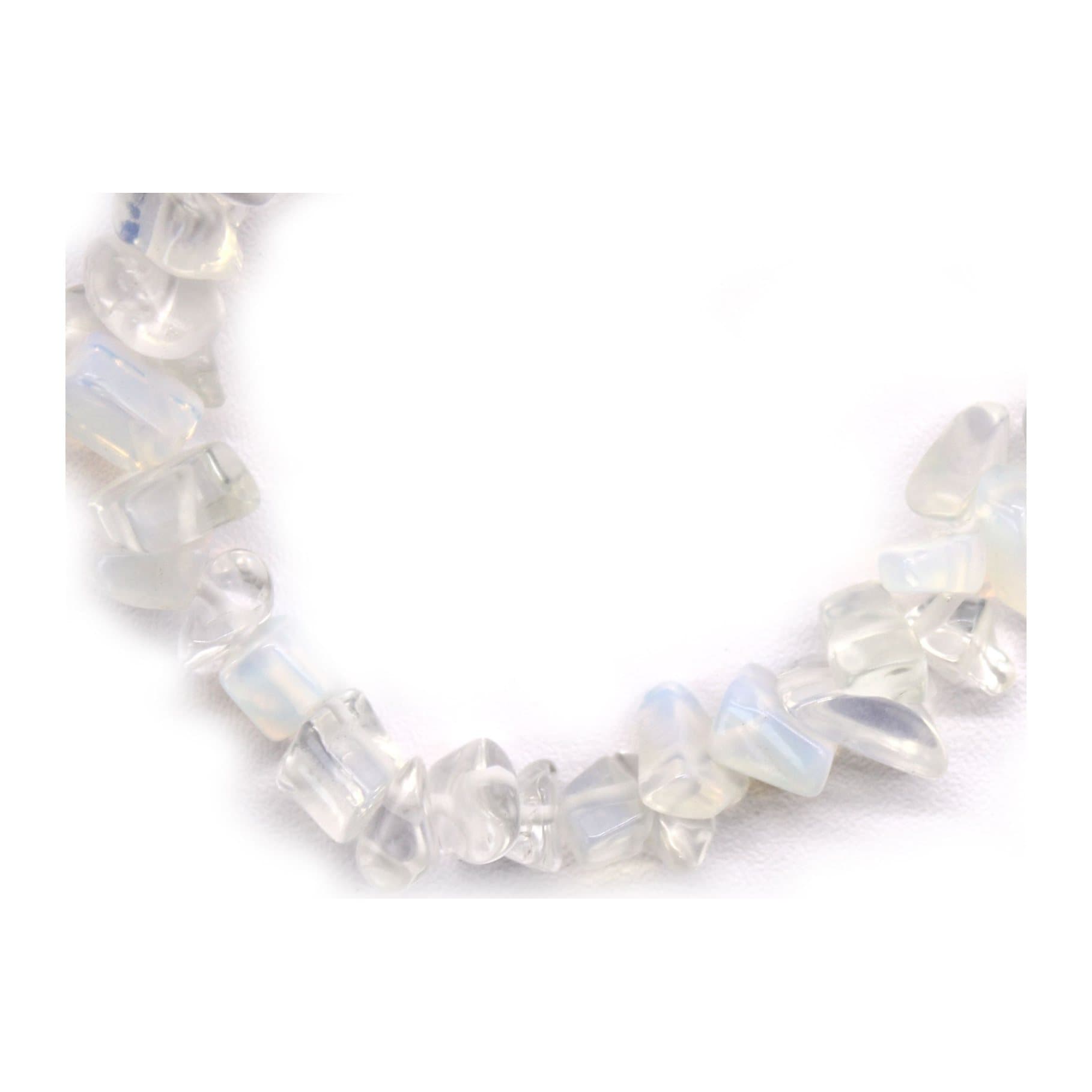 Pack of three Opalite chip stone bracelets on strong elastic thread