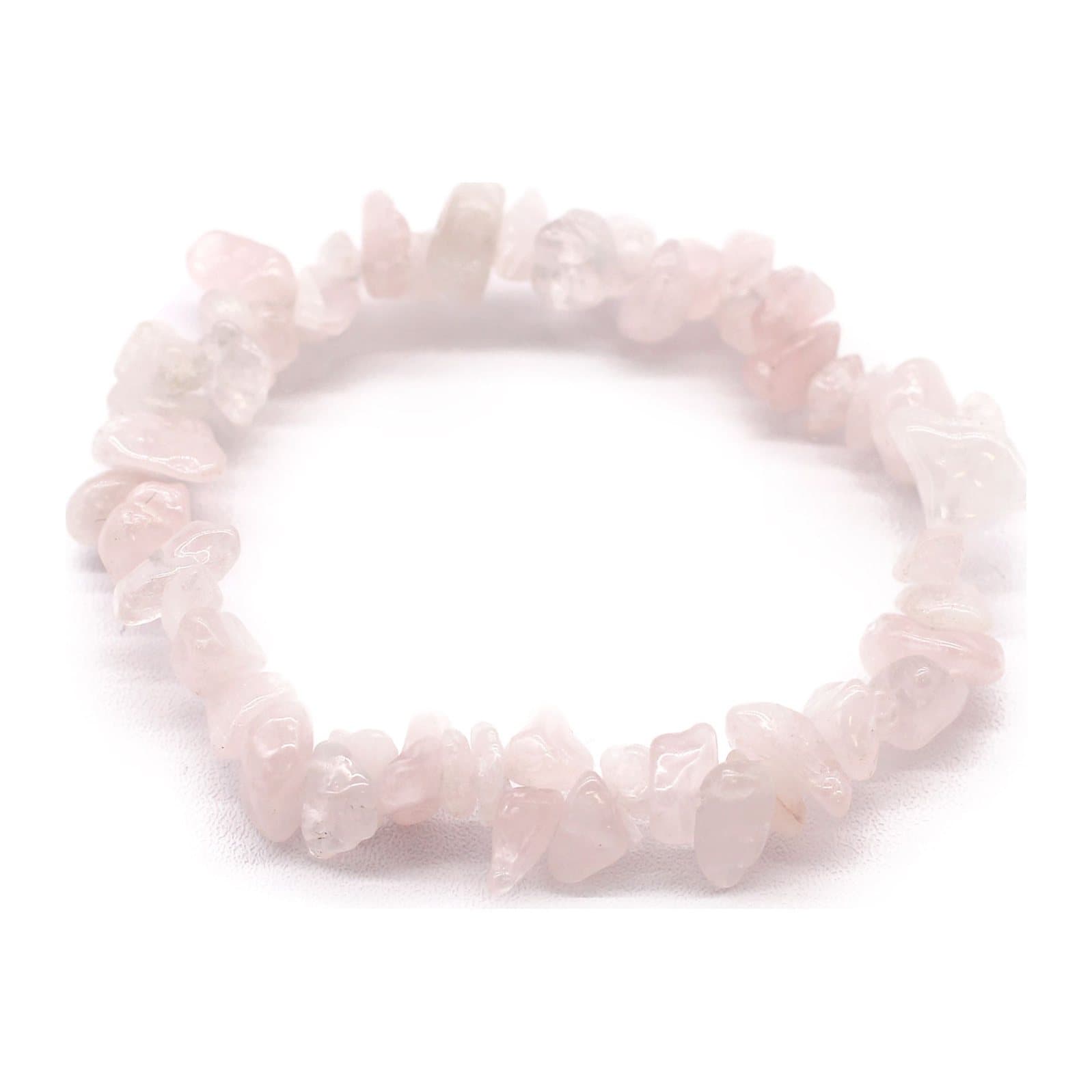 Rose quartz chip bracelets on elastic thread, pack of three