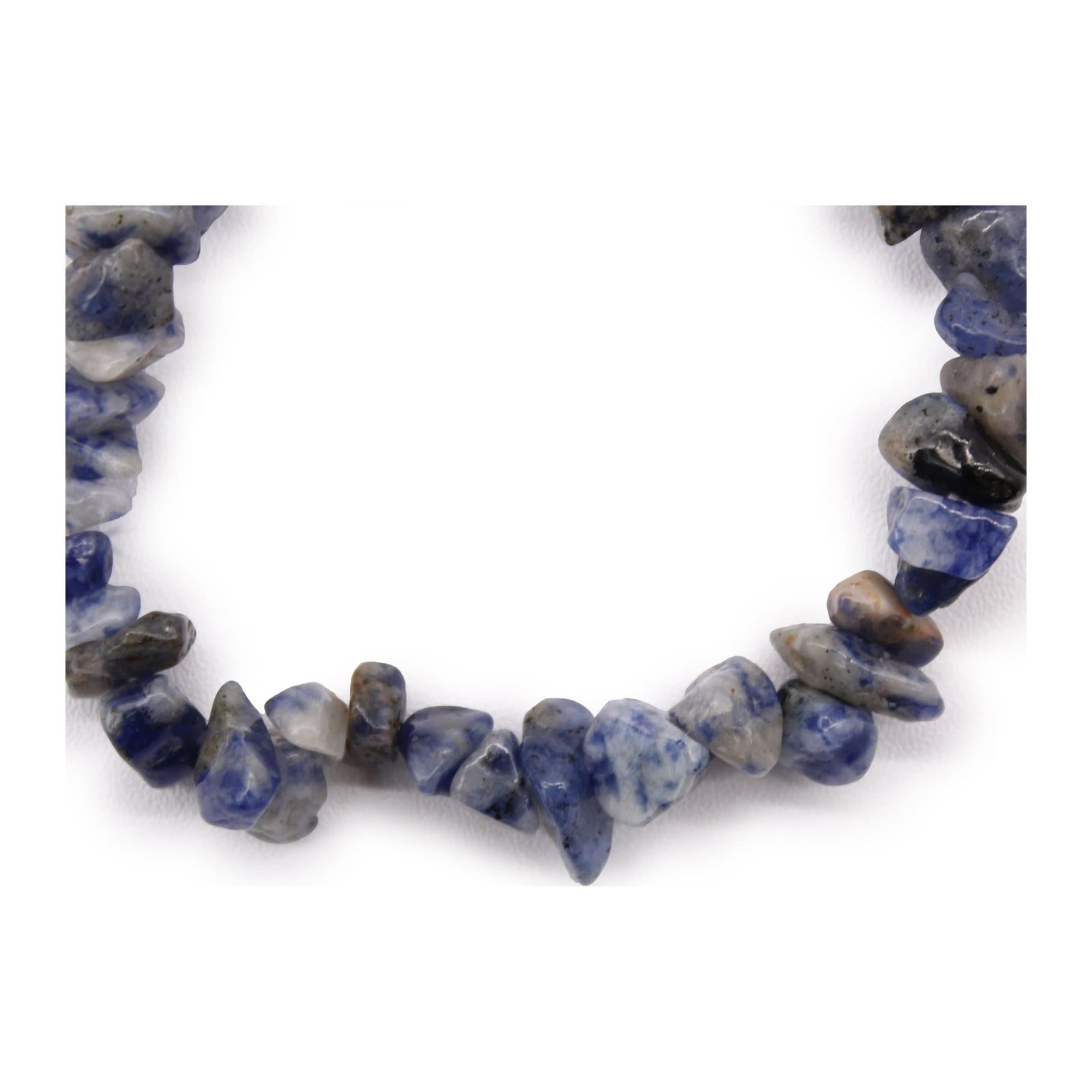 Three sodalite chip stone bracelets on elastic thread