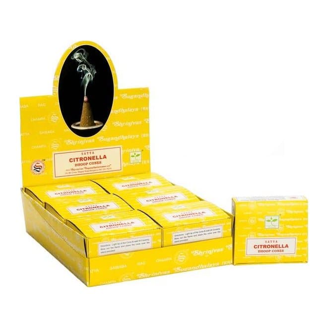 Pack of three citronella dhoop cones on bamboo sticks