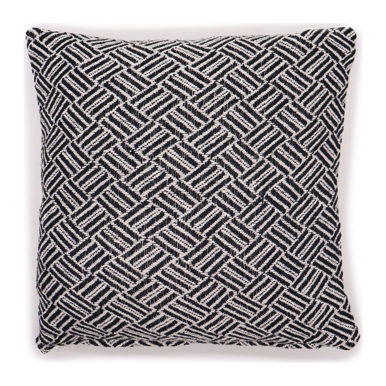 Black and natural criss-cross cotton cushion cover