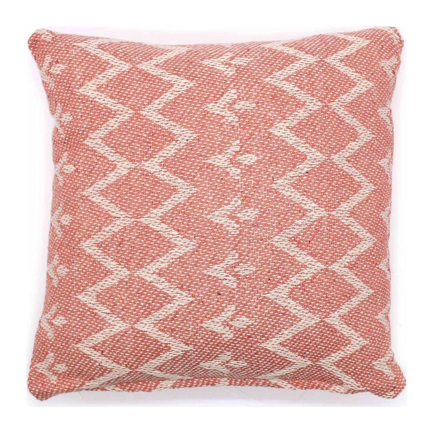 Soft pink geometric cotton cushion cover