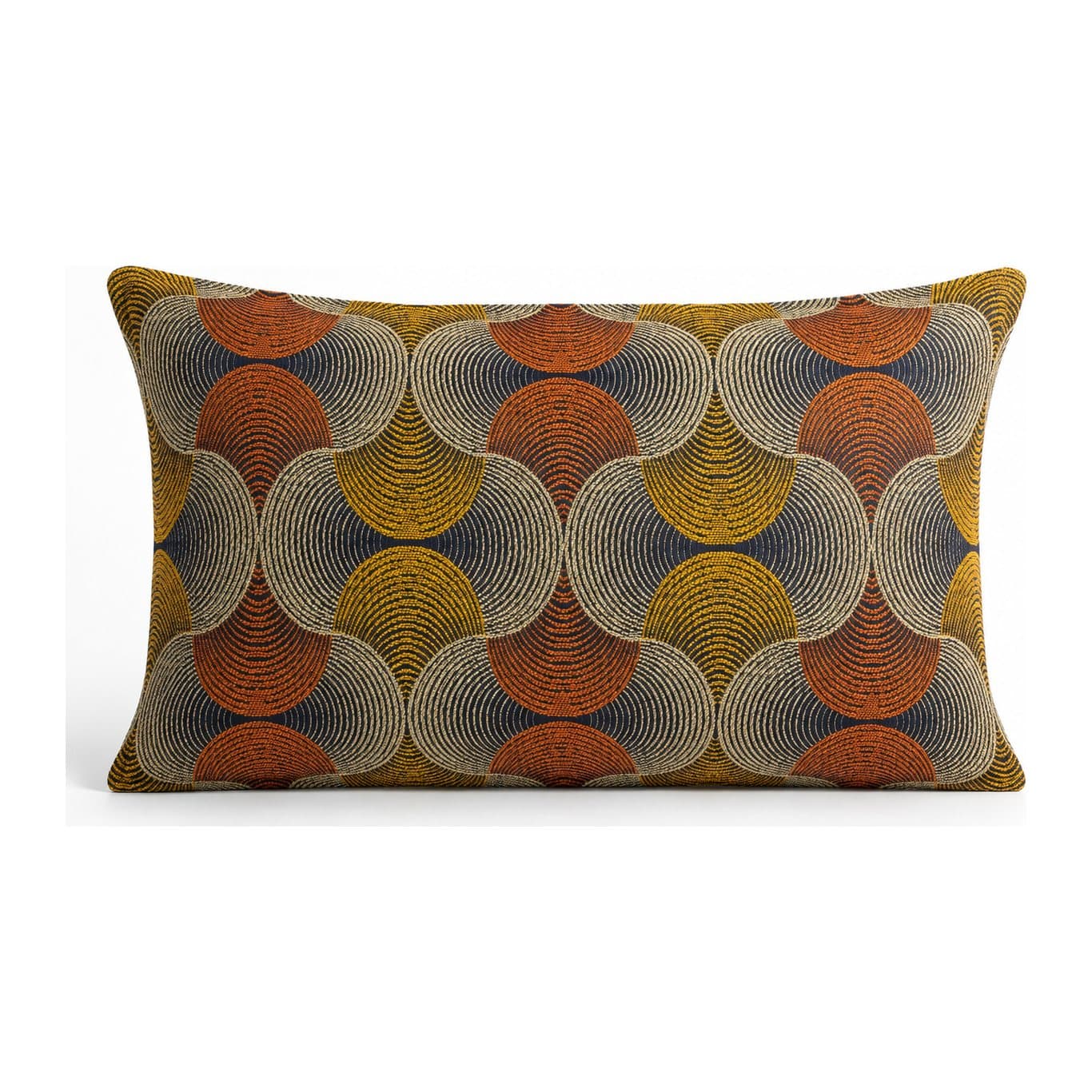Lumbar cushion cover with flowing geometric swirl pattern