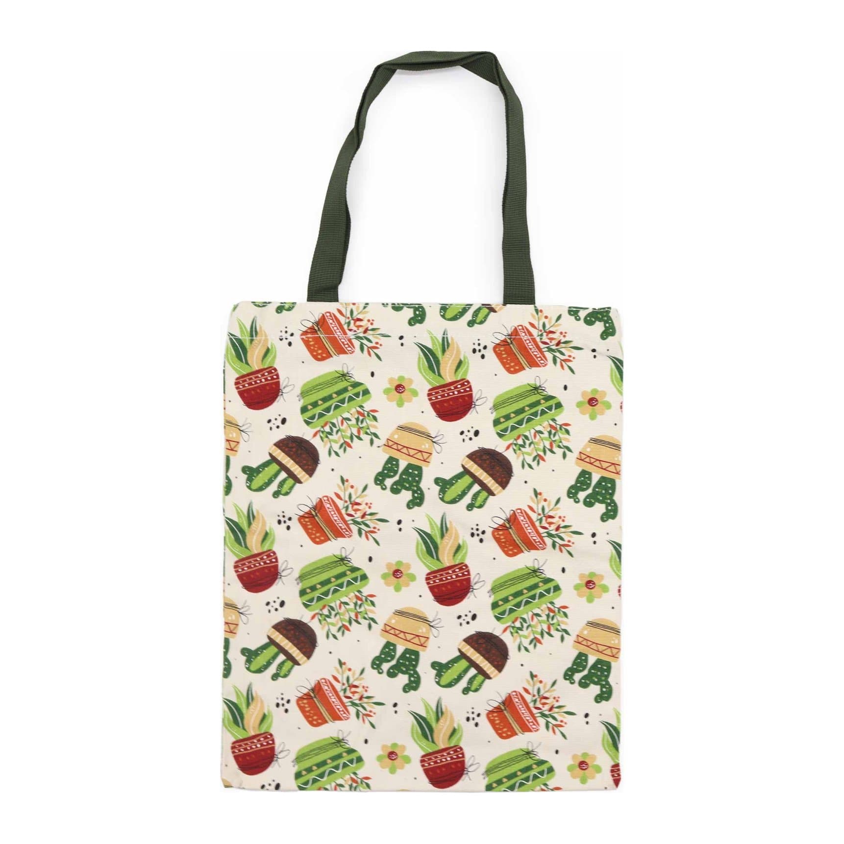 Classic zipper tote bag with a cactus motif