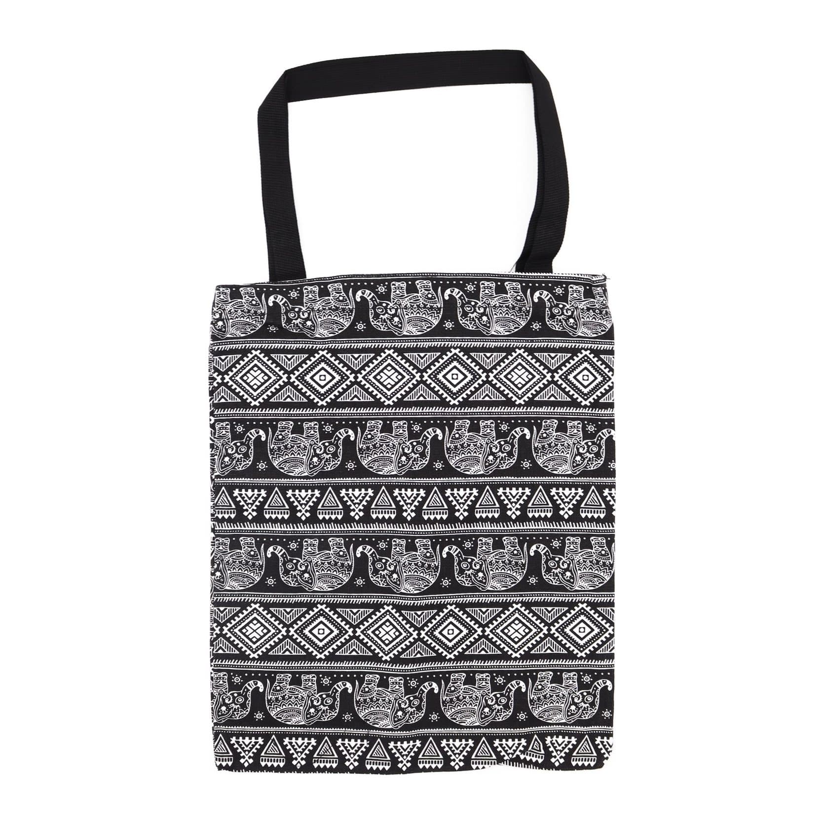 Classic tote zipper bag with an elephants motif