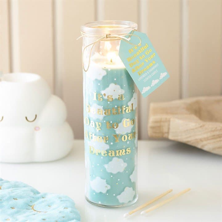 Cloud print lavender tube candle
