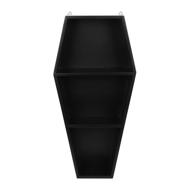 Coffin-shaped set of MDF shelves for ornaments and figurines