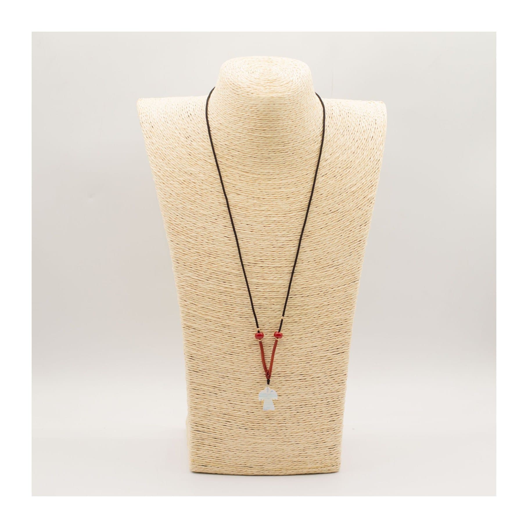 Opalite angel pendant on an adjustable cord necklace