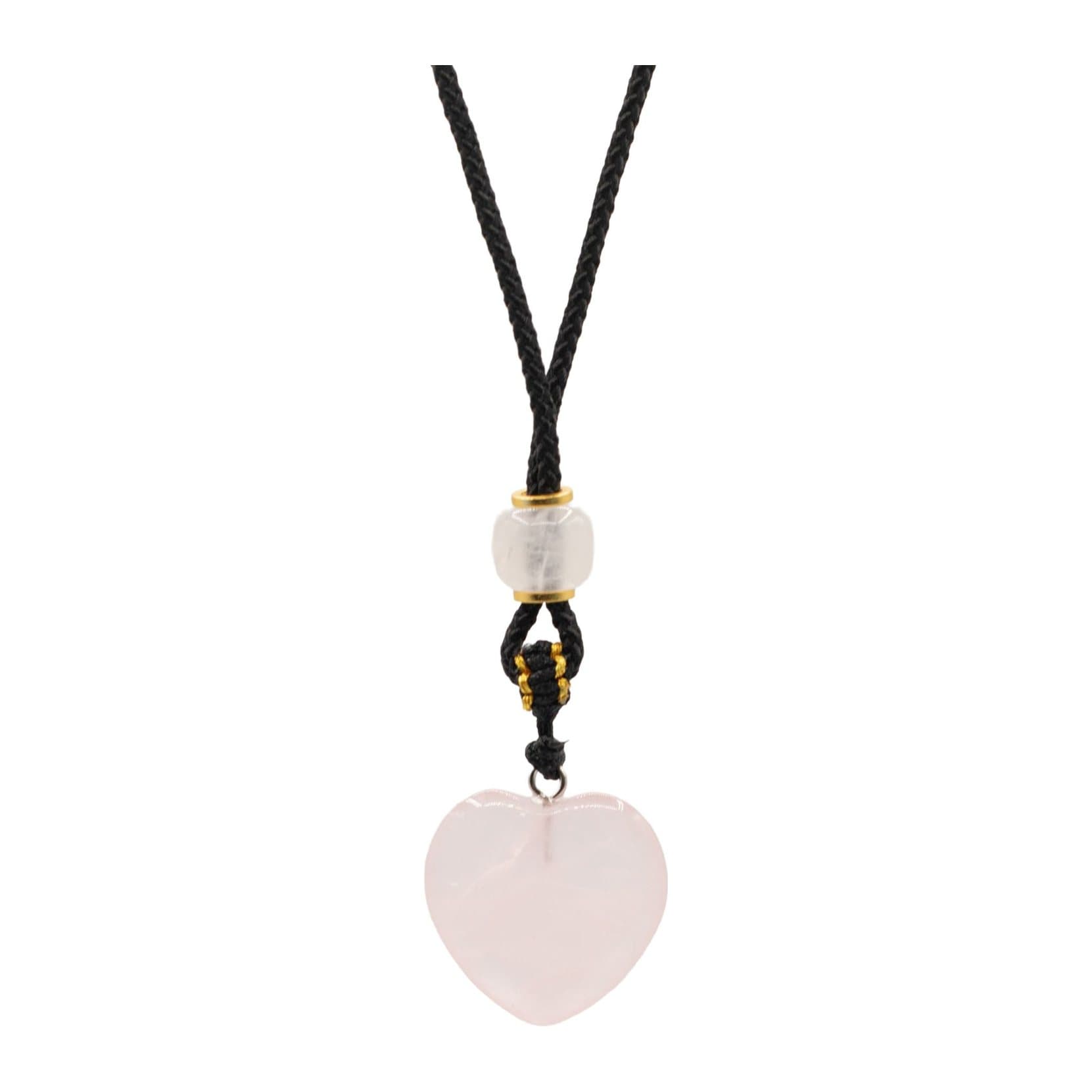 Rose quartz heart pendant on a cord necklace