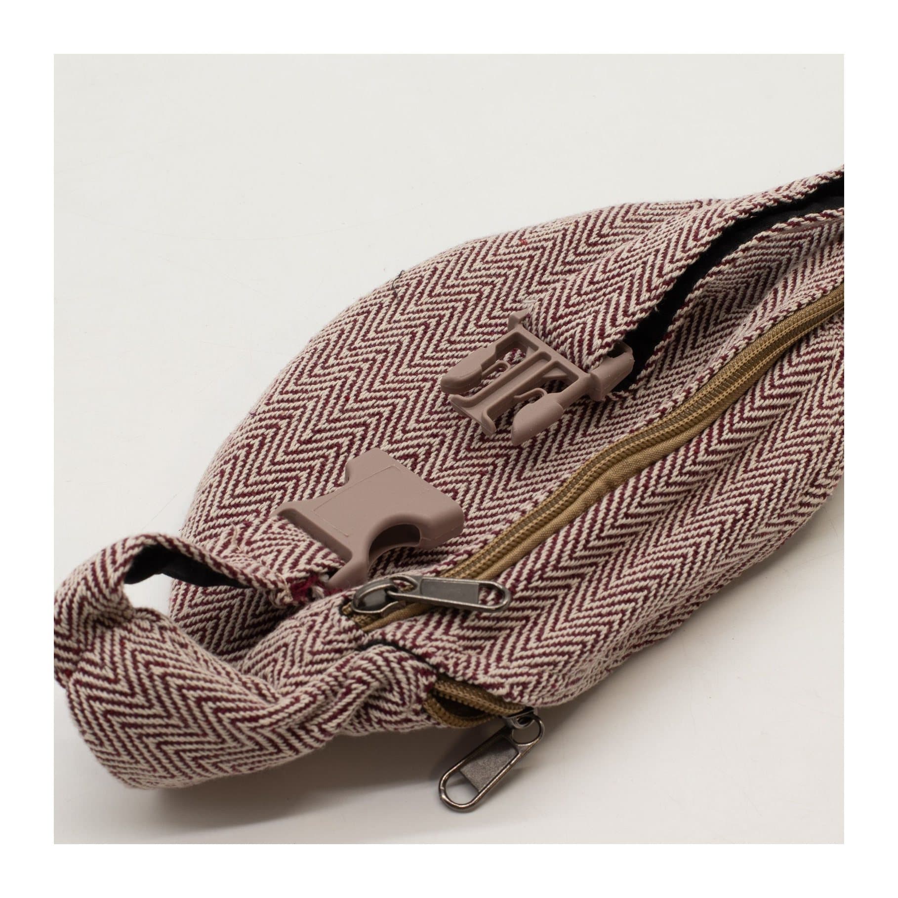 Wine coloured cotton and hemp belt bag
