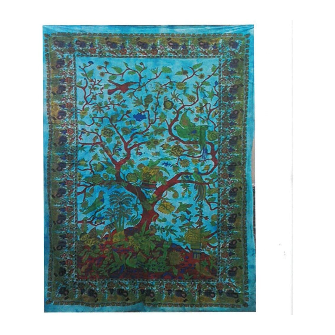 Classic tree of life cotton wall hanging in vivid colours with deep black