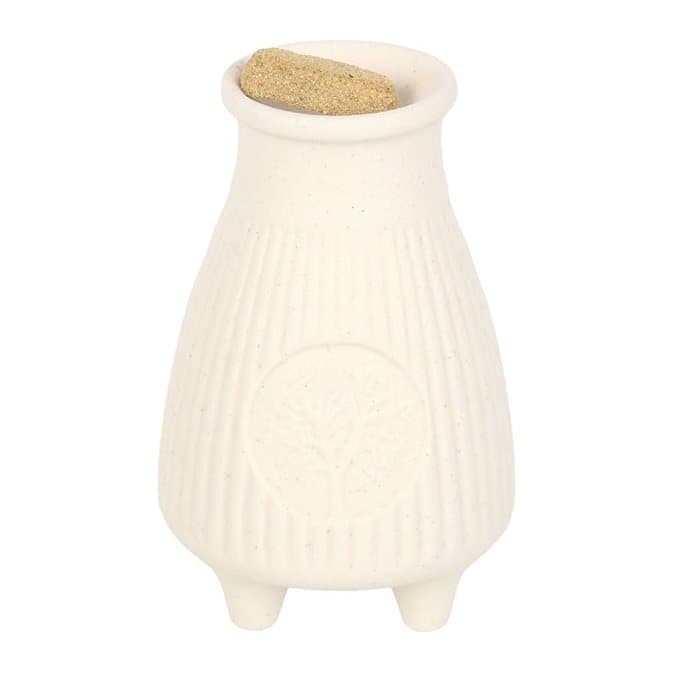 Cream ribbed ceramic Palo Santo brick burner