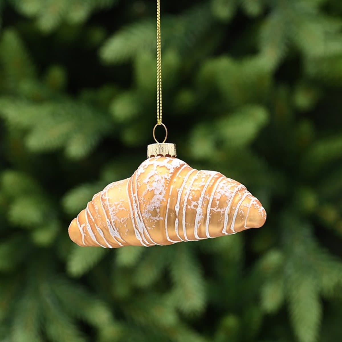 Golden glass croissant Christmas tree decoration