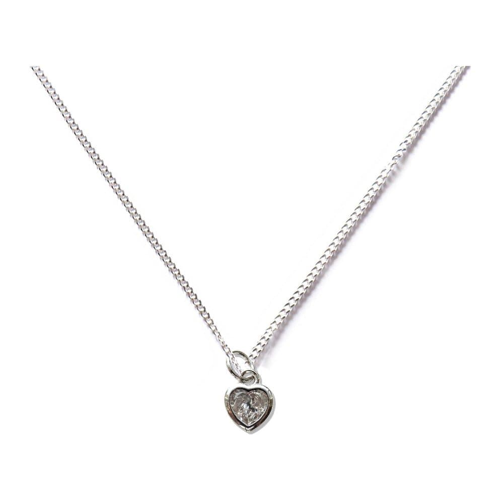 Silver necklace with a cubic zirconia heart charm on a chain