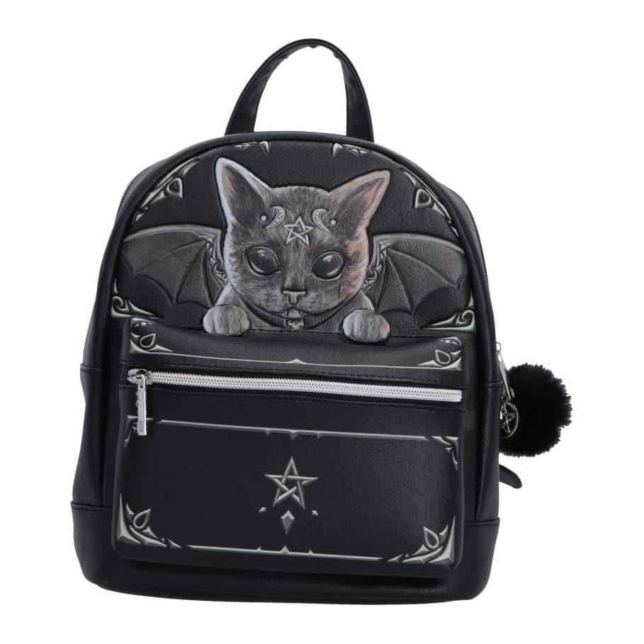 Cult Cuties Malpuss backpack with gothic Malpuss artwork and pentagram accents