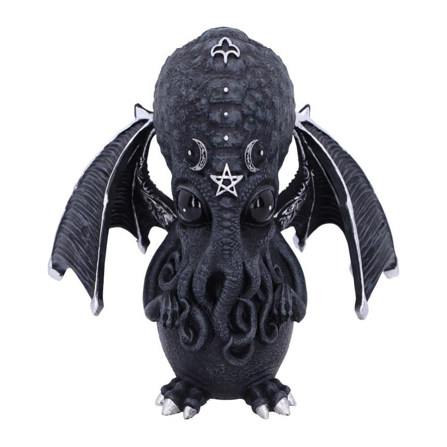 Small resin Cthulhu figurine with bat wings and silver detailing