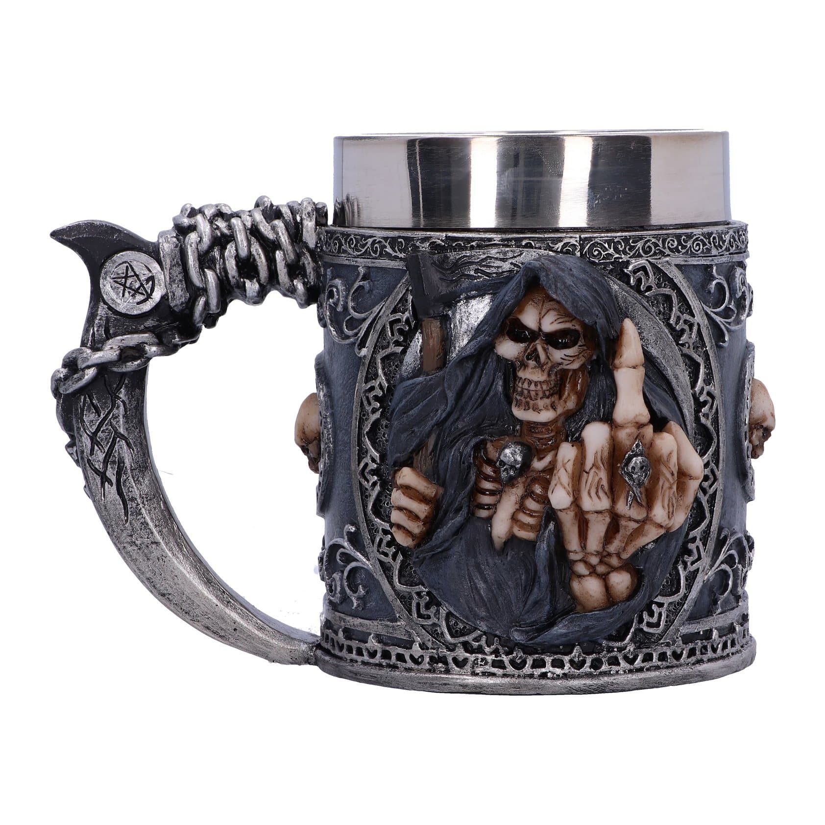 Curse skeleton tankard with a gothic skeleton design