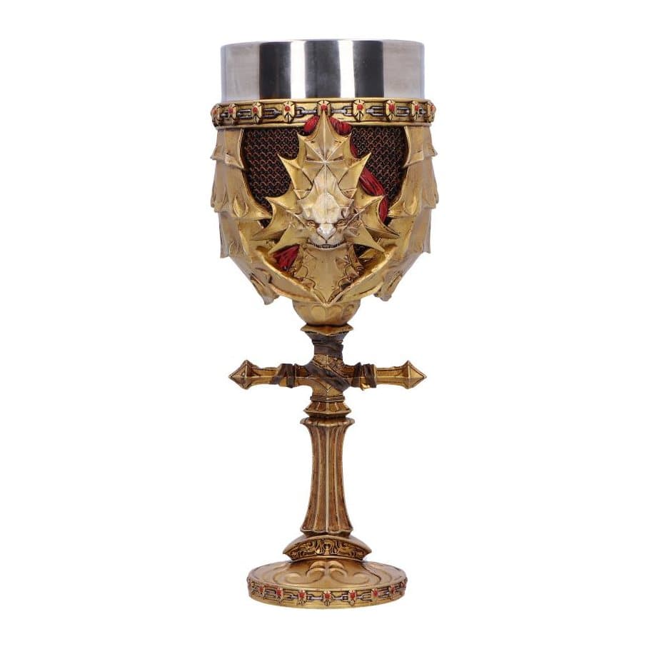 Dark Souls Ornstein goblet with the Leo Ring at the front and a cross spear stem