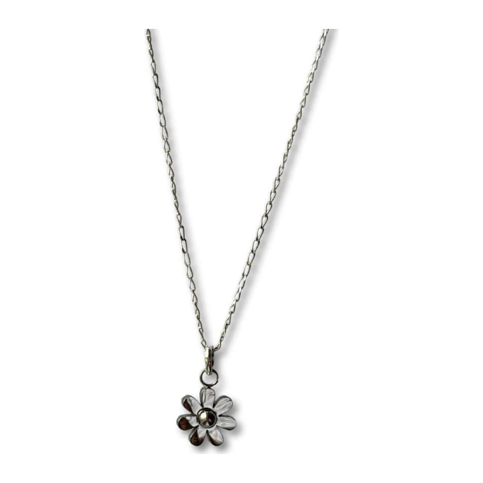 Girls silver necklace with a daisy charm