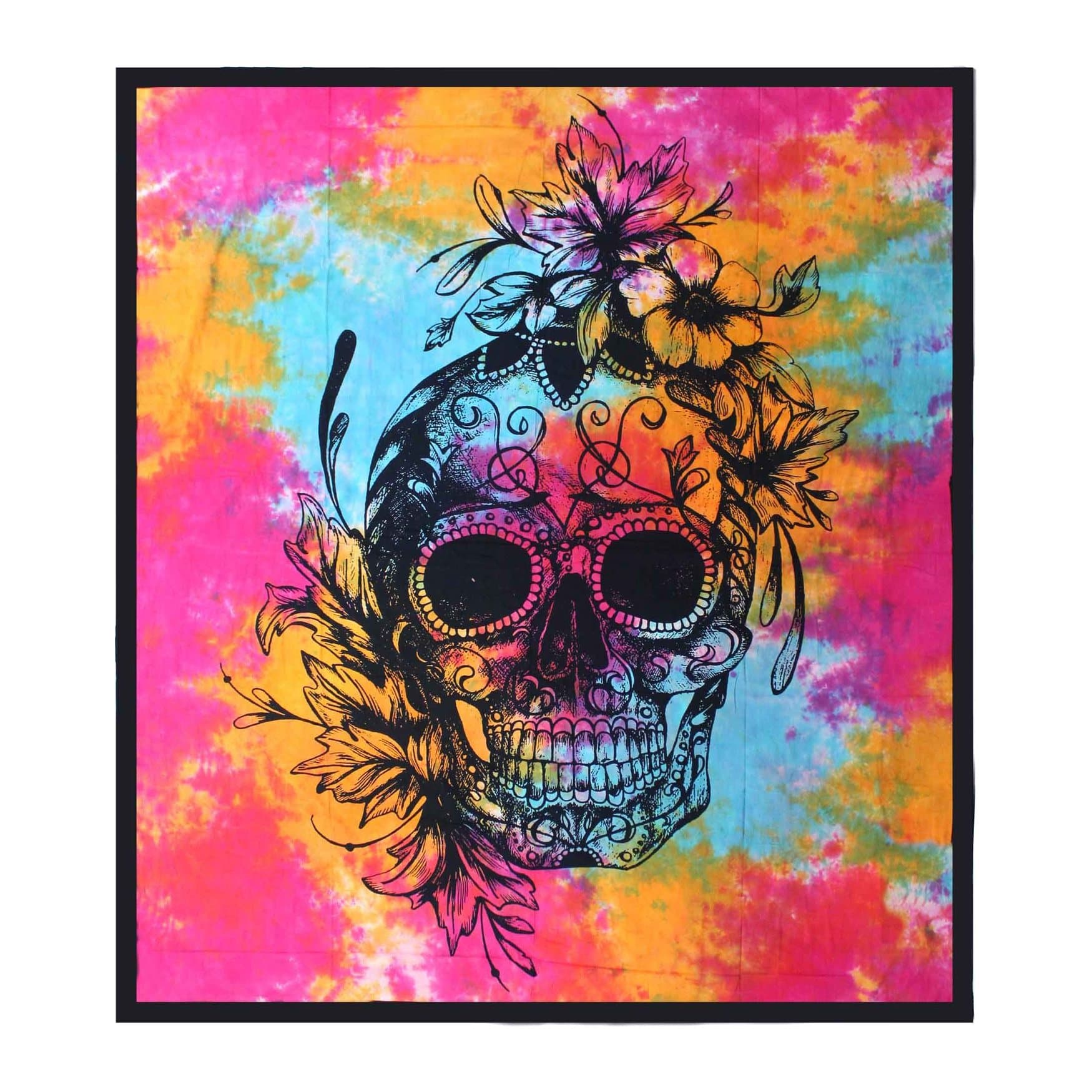 Day of the Dead skull double cotton bedspread and wall hanging