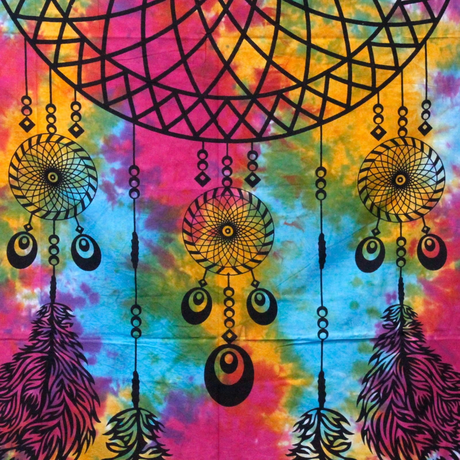 Double cotton bedspread and wall hanging with a Dreamchatcher design