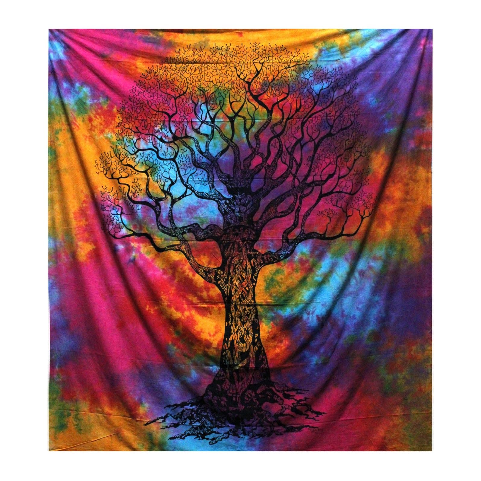 Double cotton bedspread and wall hanging with a Winter Tree design